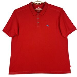 Tommy Bahama Polo Shirt Mens XXL Red Supima Cotton Blend Short Sleeve